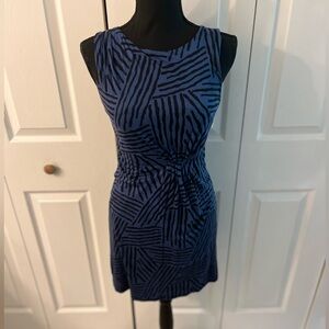 LOFT Blue Sheath Midi Dress Sleeveless Crew Neck, Career, Travel, Contemporary
